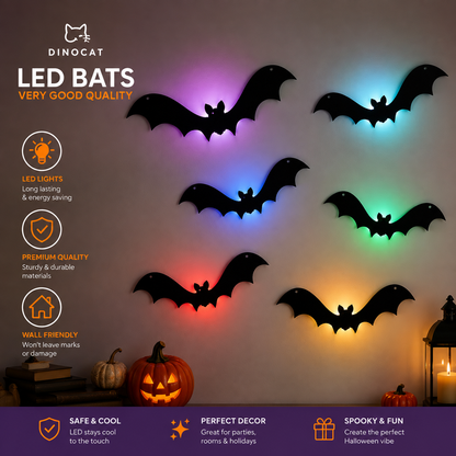 Glow Bats Light-Up 3D Wall Decor for Halloween