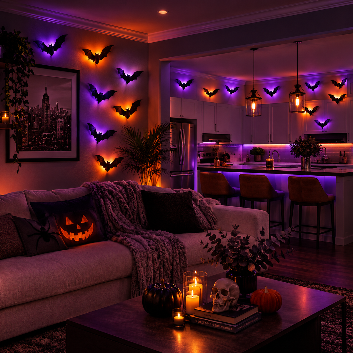 Glow Bats Light-Up 3D Wall Decor for Halloween