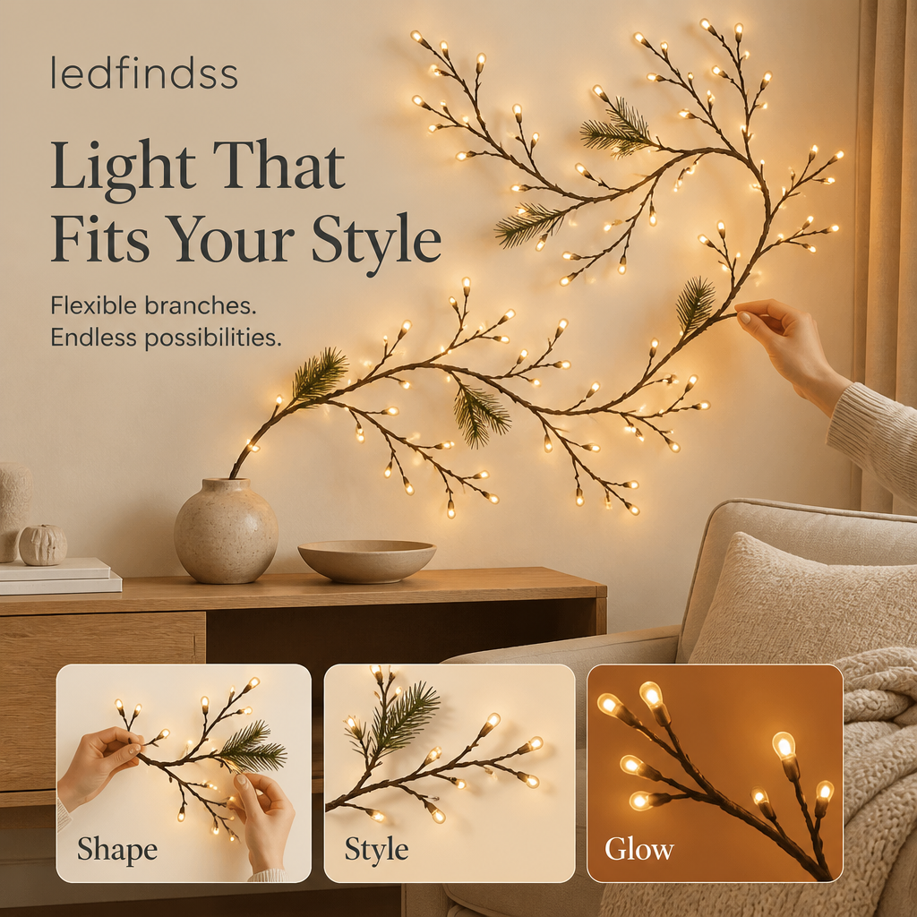 LED Christmas Branch Lights — No Wires, No Drilling