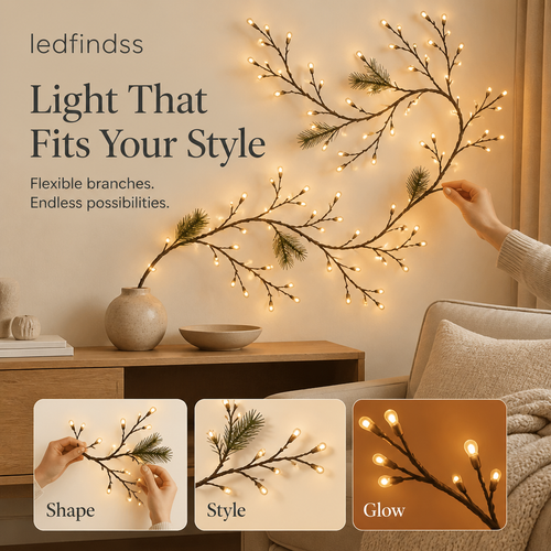 LED Christmas Branch Lights — No Wires, No Drilling