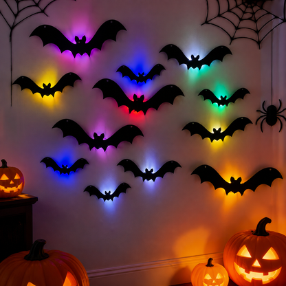 Glow Bats Light-Up 3D Wall Decor for Halloween